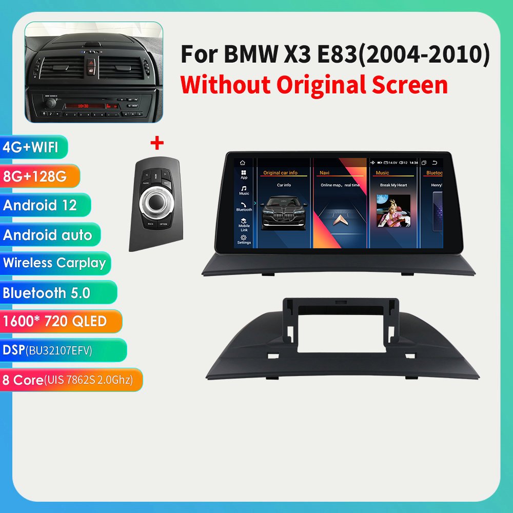 10.33 Inch Wifi+4G OLED Android 12 Rgb Car Dvd Player for BMW X3 E83 2004 2010 with radio CarPlay Android Auto GPS