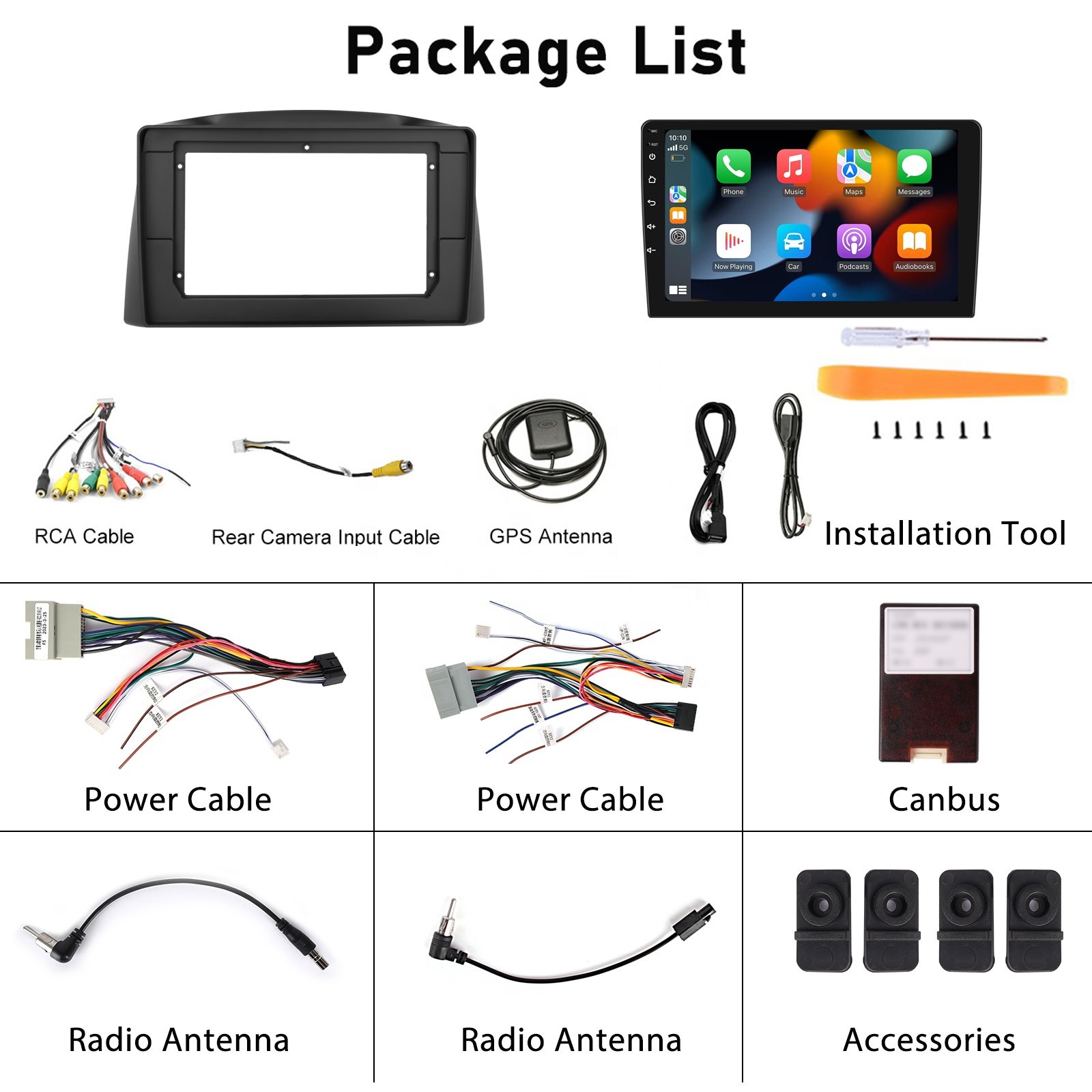 Podofo 10.1 Inch Double Din Android Car Stereo Car Radio Carplay Android Auto for Jeep Grand Cherokee 2005-2007 GPS HIFI