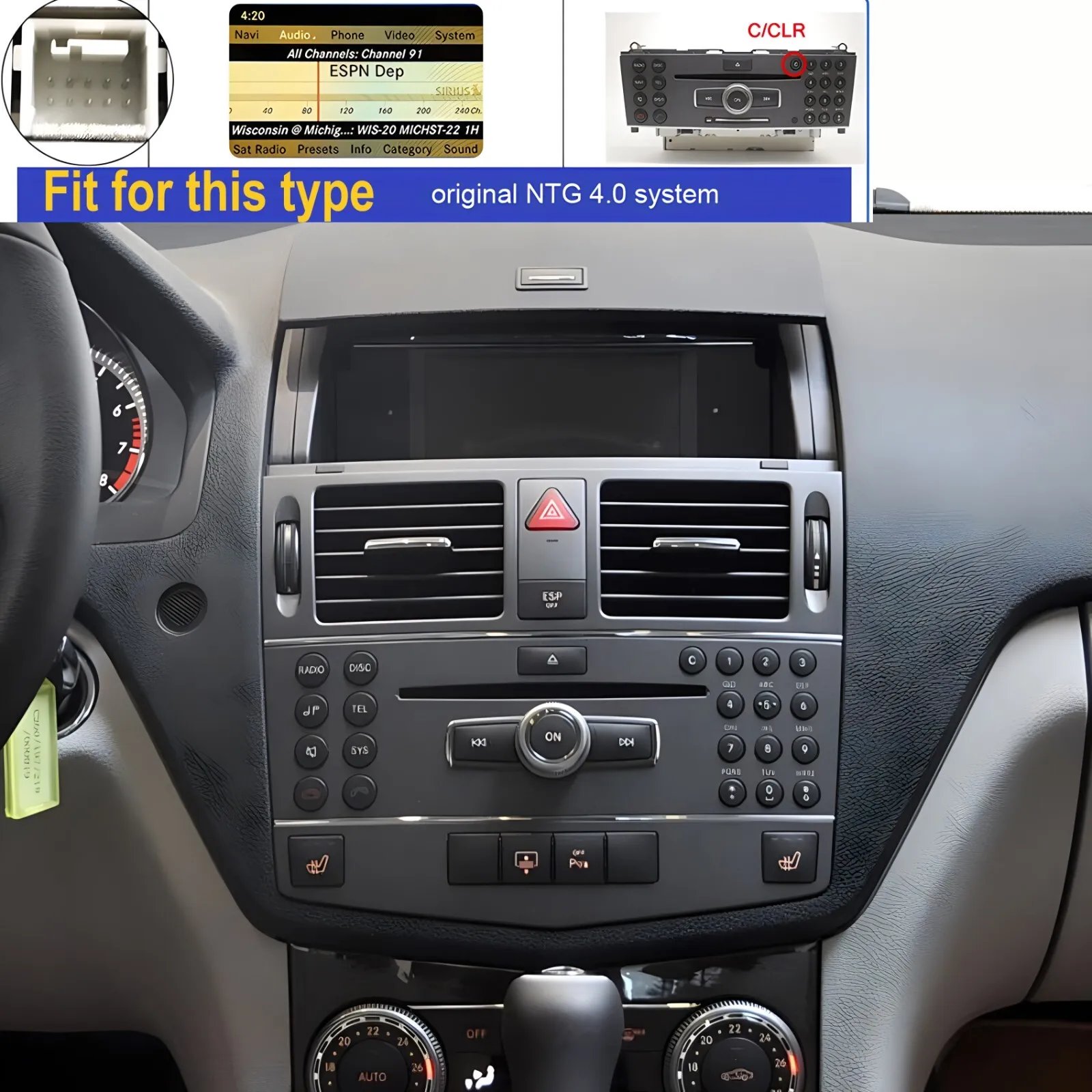 10.25" touch screen car dvd player multimedia display android 13 for mercedes benz c class W204 2008-2010 NTG4.0 monitor carplay