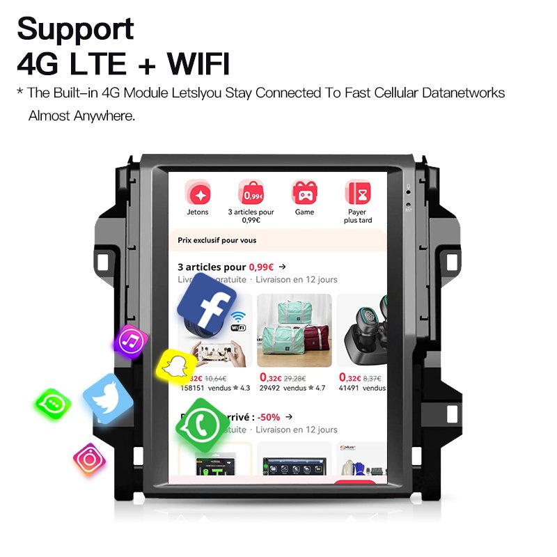 Android 13 For Toyota Fortuner 2016-2021 For Tesla Screen Car Radio Multimedia Player GPS Navigation Stereo Autoradio Carplay BT