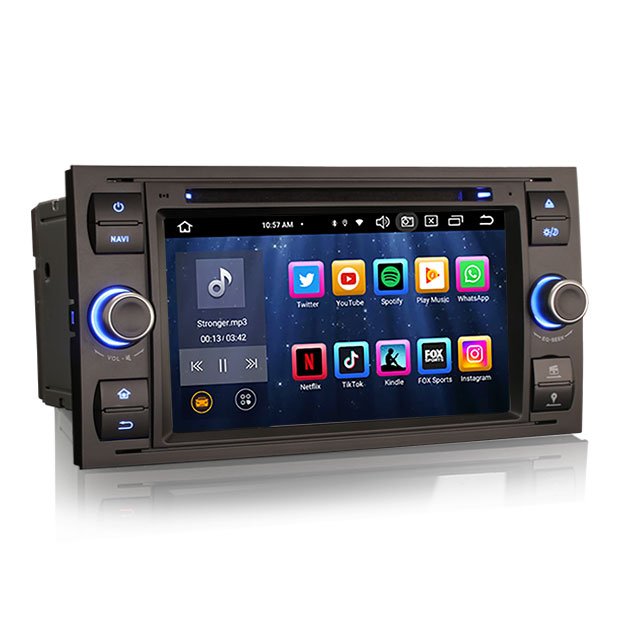 Erisin ES8566FB 7" Black DSP Android 12.0 For Ford Stereo Multimedia Wireless CarPlay Android Auto GPS Car DVD Player