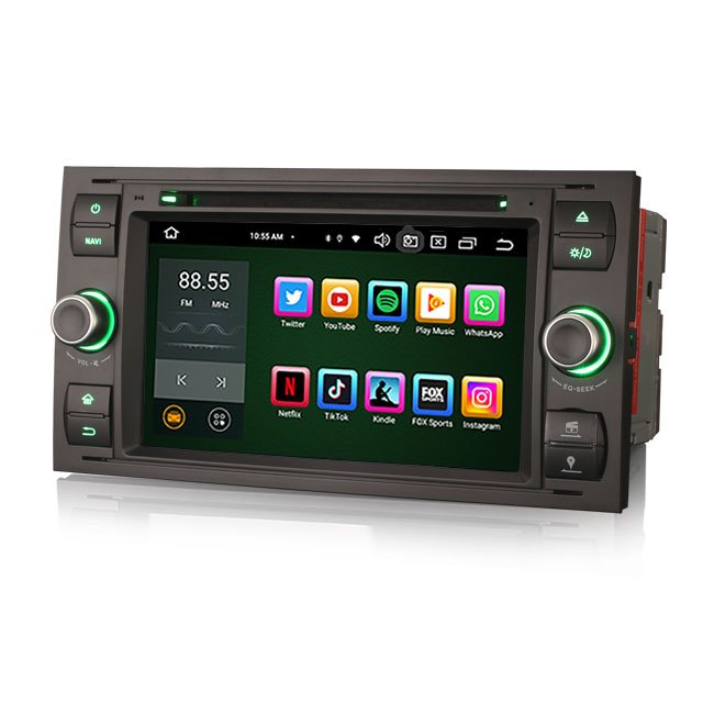 Erisin ES8566FB 7" Black DSP Android 12.0 For Ford Stereo Multimedia Wireless CarPlay Android Auto GPS Car DVD Player