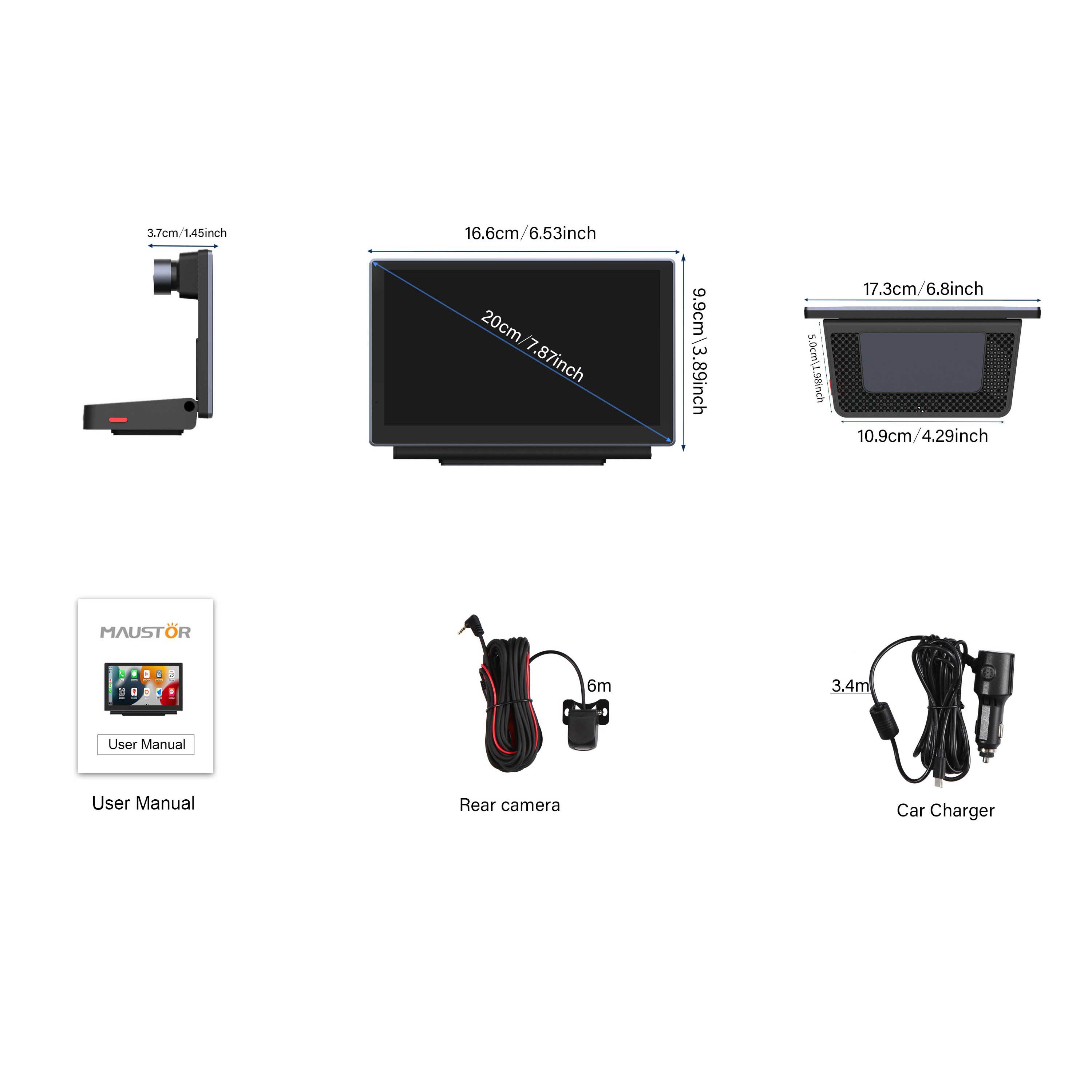 Maustor 7 inch car radio Touch Screen Dual BT Stereo Android auto Car Radio Carplay Car Play Dashcam DVD Audio System MP5 Player