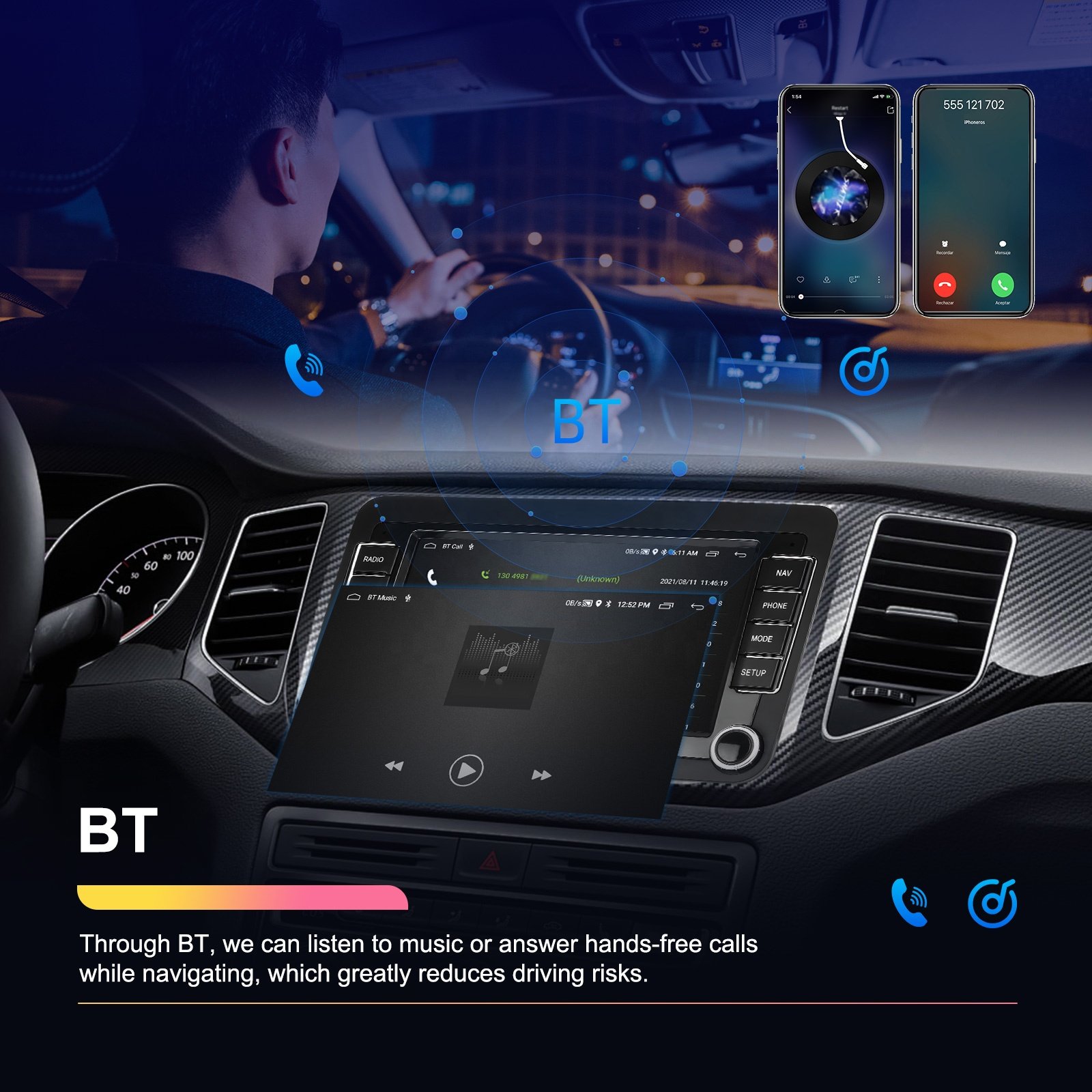 Podofo 7'' Android 13 Autoradio Car Radio 1+32GB GPS WiFi FM RDS For VW/PASSAT/SKODA/POLO/GOLF/SEAT OEM/ODM Customized Factory