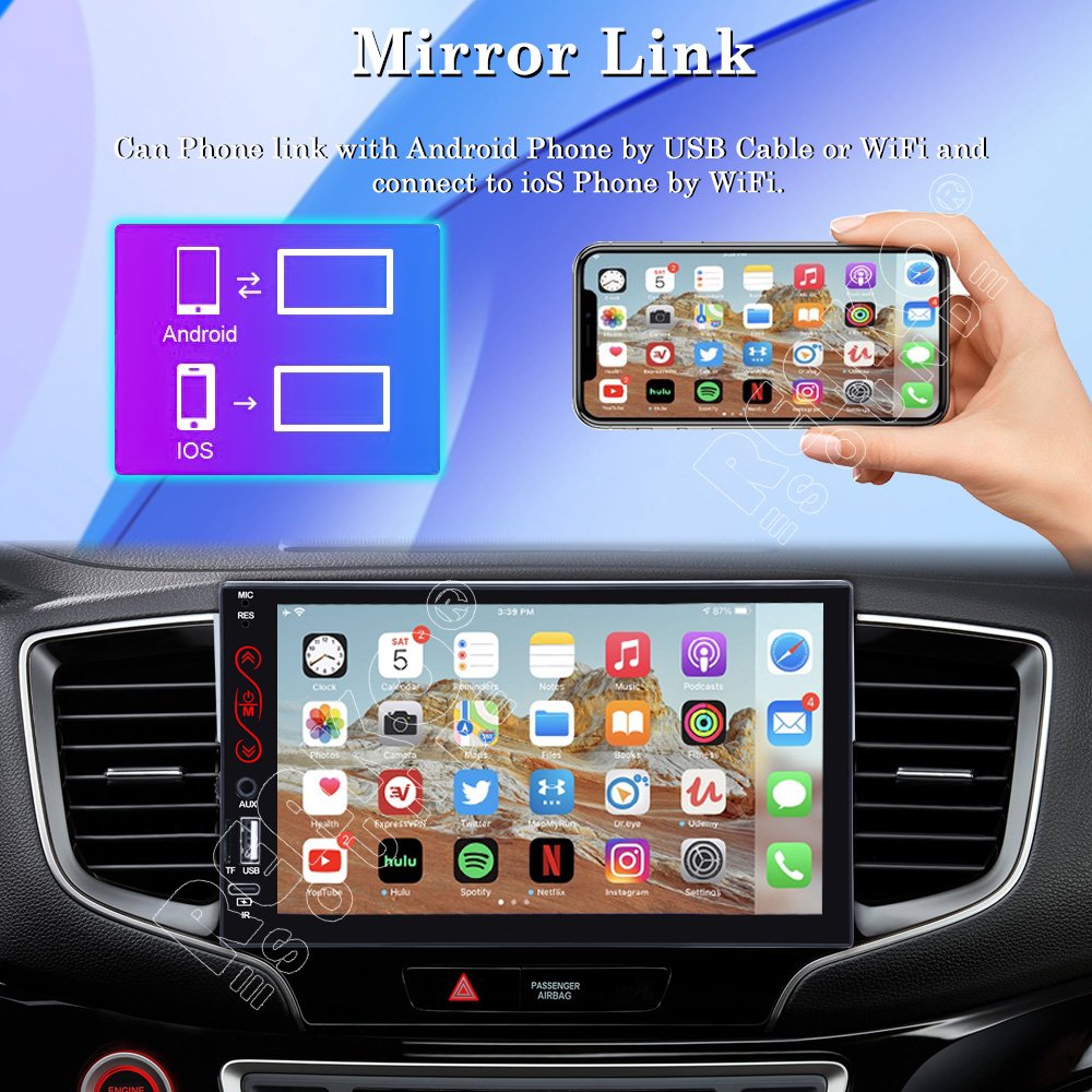 Car MP5 Sterep 1 Din Mirror Link BT FM Stereo Multimedia Carplay Original Steering Wheel Controls Touch Screen Car DVD Player