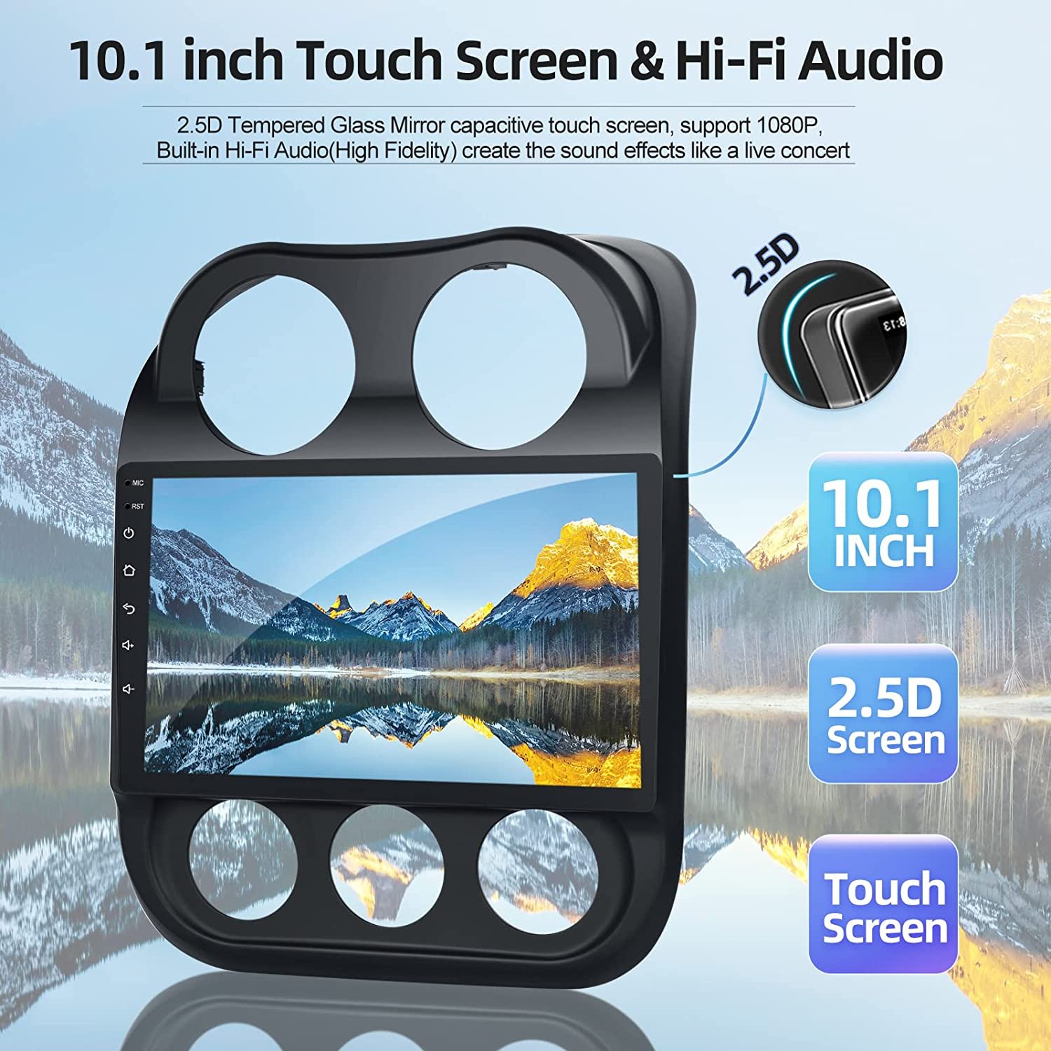Podofo 10.1" Android 2+32G Car Stereo For JEEP COMPASS 2014 Car Radio Autoradio Carplay Android Auto GPS Wifi Hifi Audio RDS