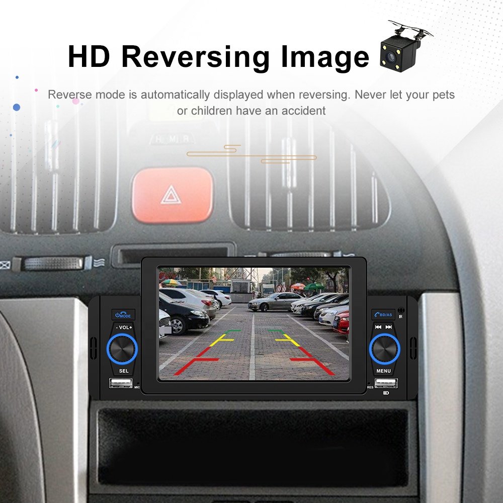 Podofo 5" Single Din Car Stereo with Carplay & Android Auto Car Radio Autoradio Car MP5 Player BT FM USB Fast Charge Head Unit