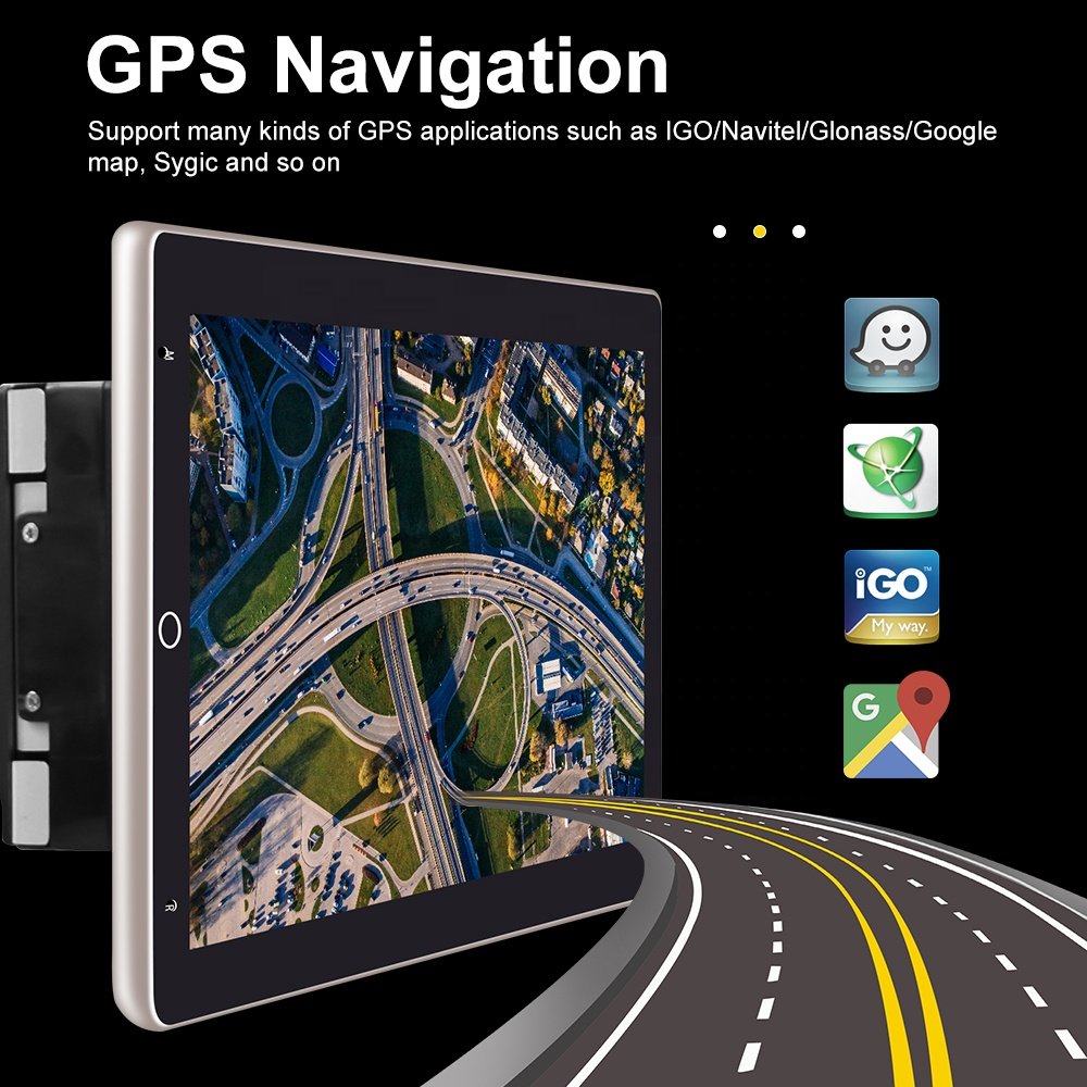 Podofo Android Car Radio 10'' Vertical Rotating Screen Car Video 2 Din Car Stereo GPS Navigation WIFI BT FM