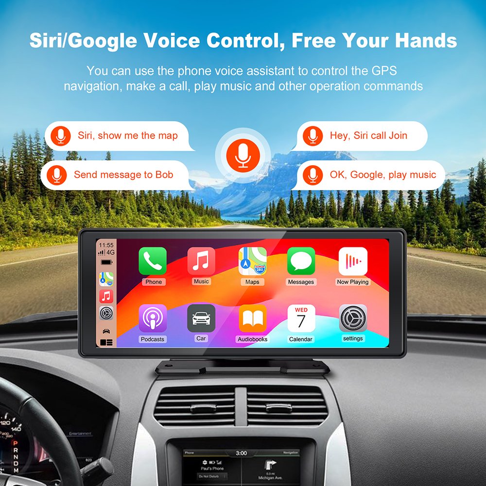 Factory in stock Universal 10.26 Inch IPS screen Wireless Carplay Android Portable MP5 Multimedia GPS car dvd player