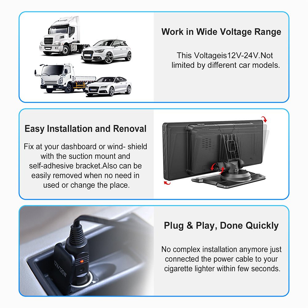 Factory in stock Universal 10.26 Inch IPS screen Wireless Carplay Android Portable MP5 Multimedia GPS car dvd player