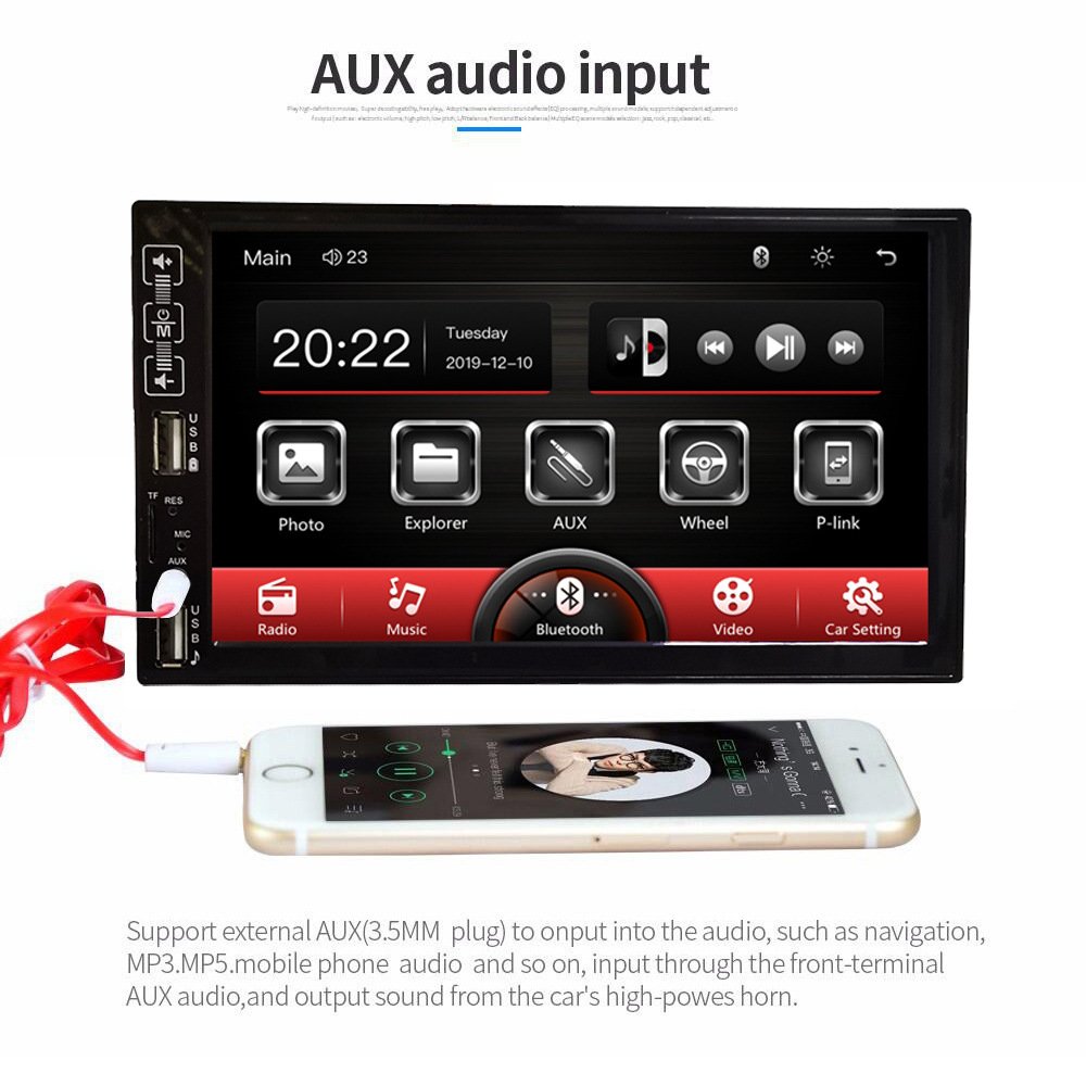 7inch Touch Screen 2 Din Multimedia Dvd Player Stereo Monitor Universal Car Radio With Camera Mirror Link/FM/TF MP5