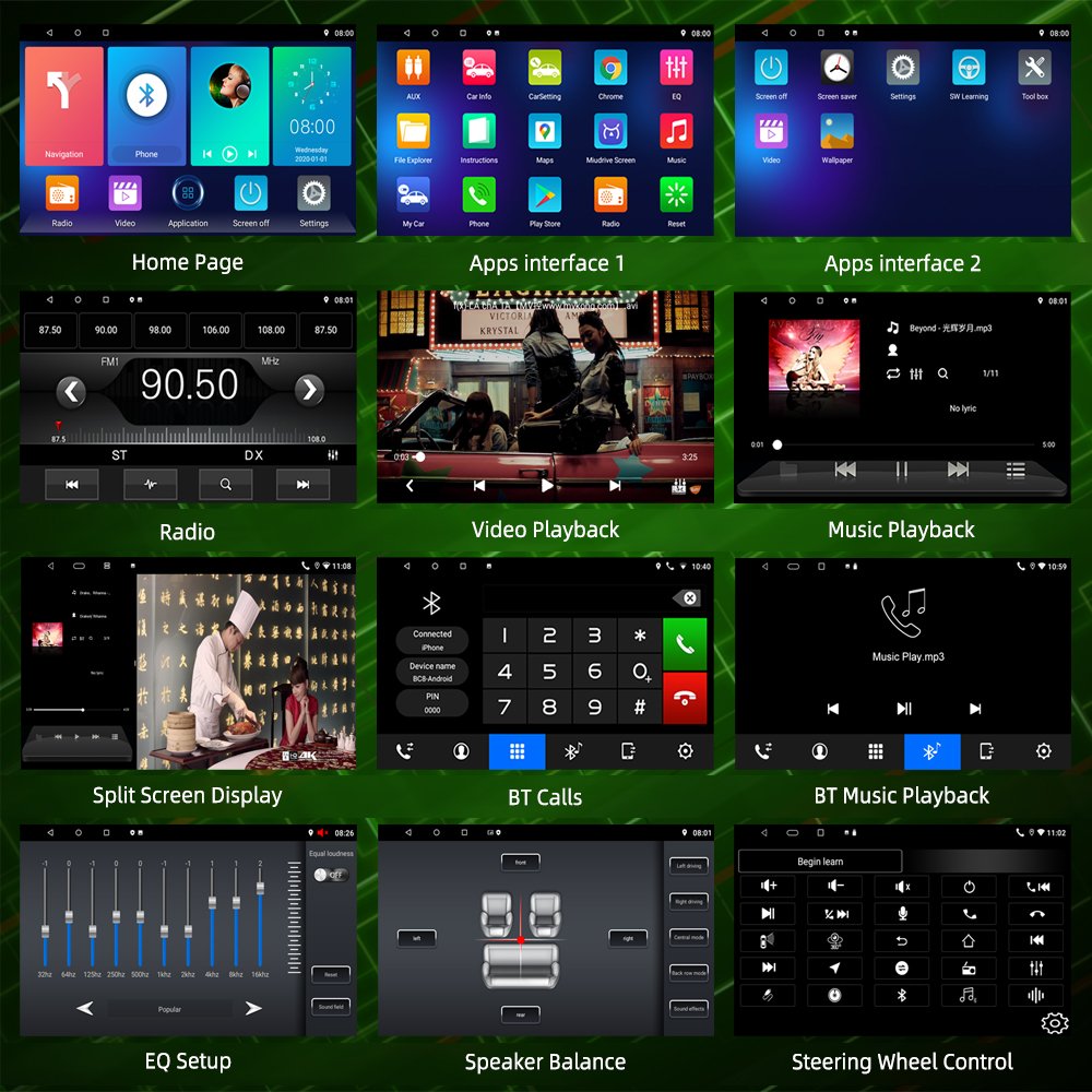 T5 10 Inch 2 Din Android 11 Car Radio Stereo GPS WIFI BT FM RDS Car Video Player