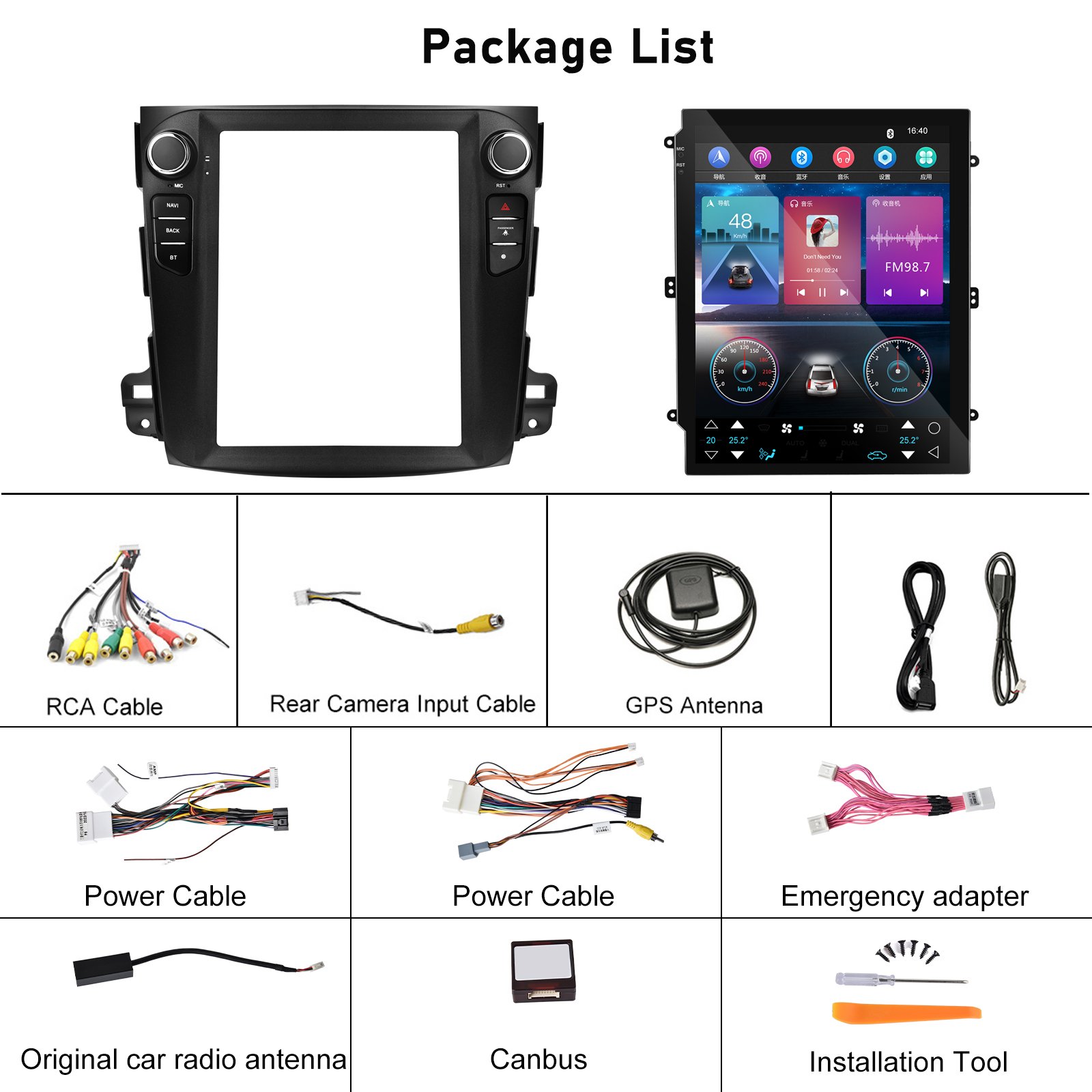 Podofo 9.7 Inch Android Car Stereo For Mitsubishi Outlander 2008-2015 Wireless Carplay Android Auto GPS Wifi Hifi FM RDS