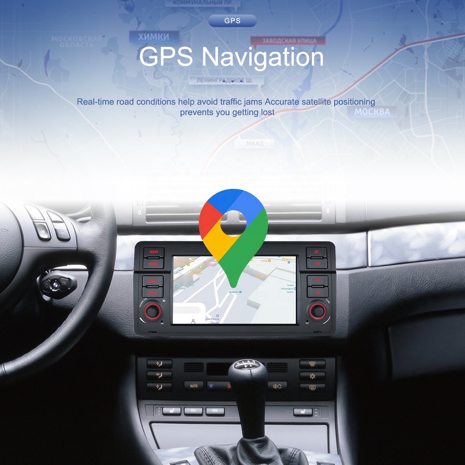 Podofo 7inch Android 2+64GB 2 Din Car Radio For BMW E46 CarPlay & Android Auto GPS WIFI Hifi Audio FM RDS Support AHD Camera
