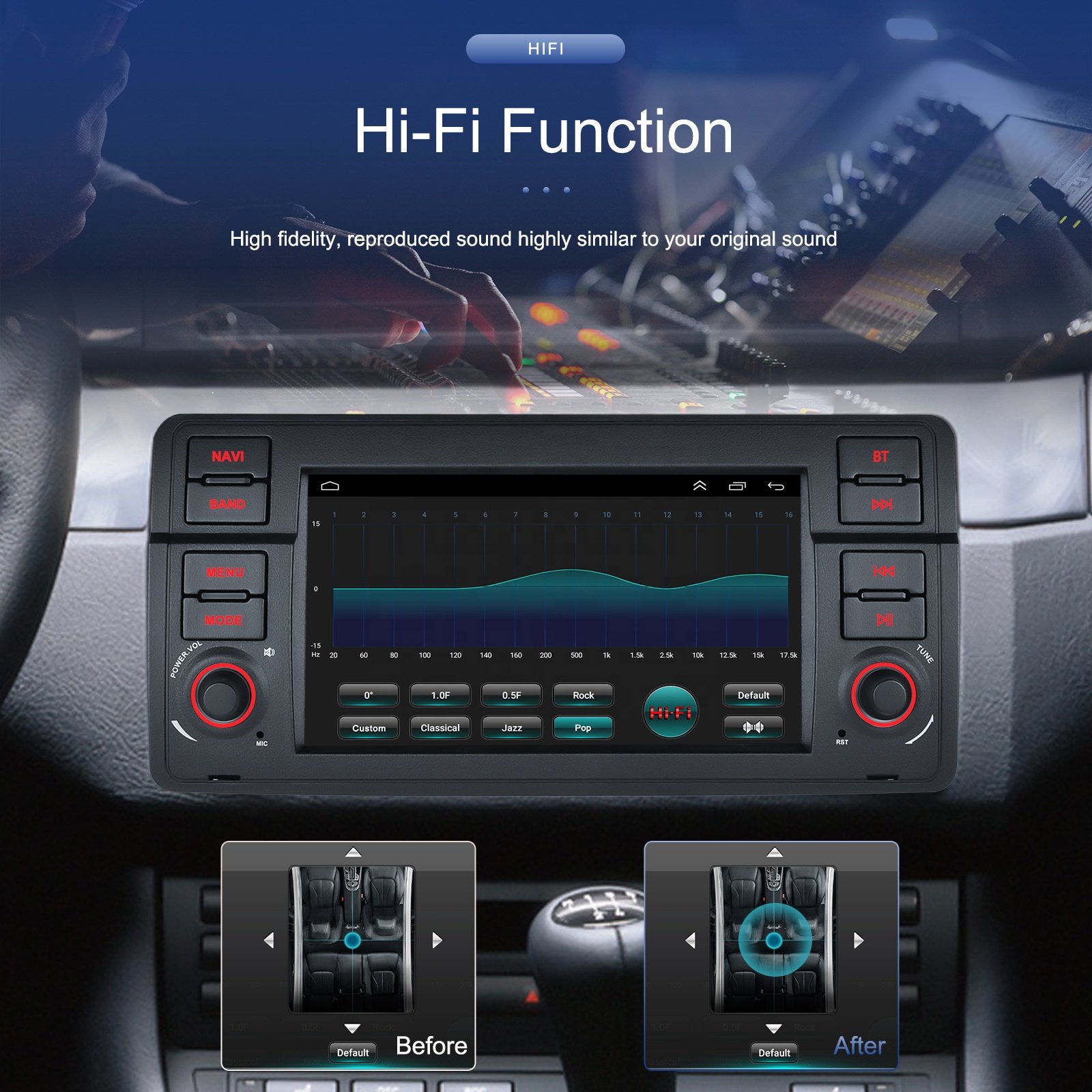 Podofo 7inch Android 2+64GB 2 Din Car Radio For BMW E46 CarPlay & Android Auto GPS WIFI Hifi Audio FM RDS Support AHD Camera