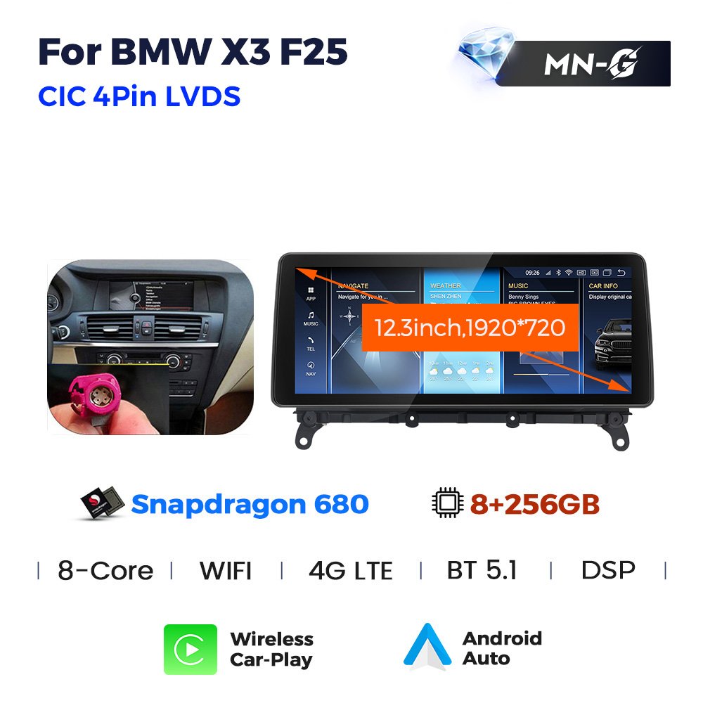 MEKEDE Snapdragon 680 662 Android 13 screen car Stereo Audio for BMW X3 F25 X4 F26 CIC NBT EVO System car-play auto
