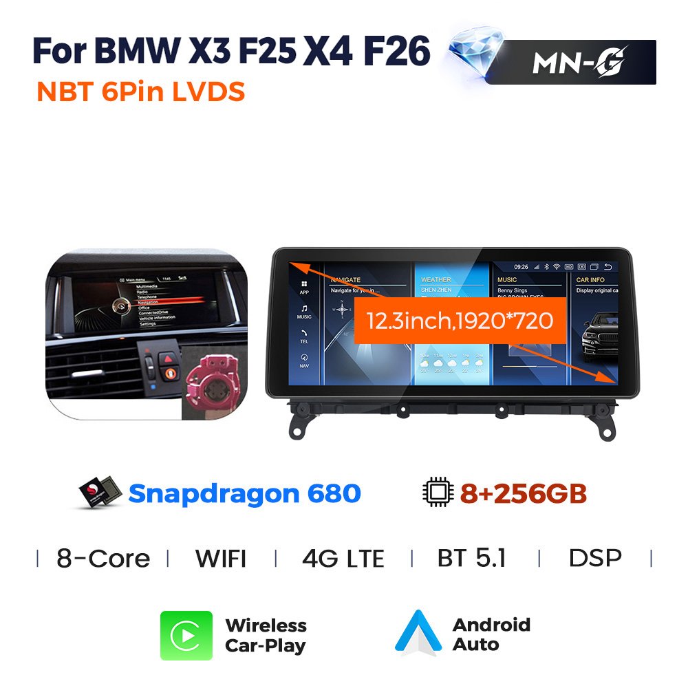 MEKEDE Snapdragon 680 662 Android 13 screen car Stereo Audio for BMW X3 F25 X4 F26 CIC NBT EVO System car-play auto