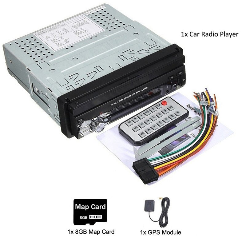 Podofo Single Din 7Inch Autoradio With Retractable Screen Car Stereo Radio AUX-IN/ BT/FM/USB/Remote Control