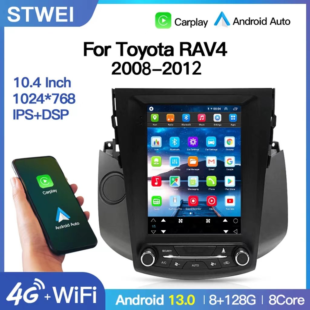 Multimedia Player For Toyota RAV 4 XA30 2007-2013 Car Radio For Tesla Style Screen GPS Navigation Android 12 Video Carplay 2 Din
