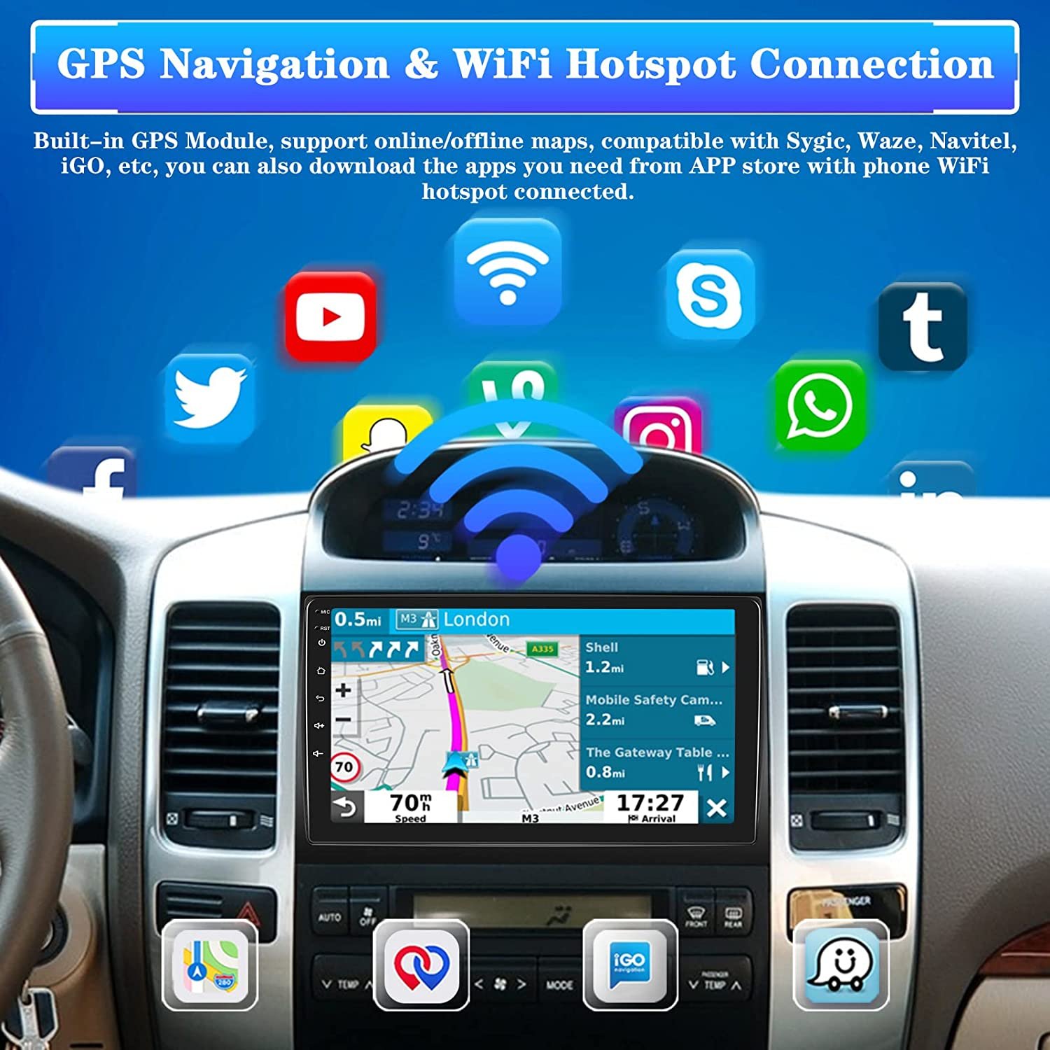 Podofo 9" Android Car Stereo Radio For Toyota Land Cruiser Prado/Lexus GX470 2004-2009 Autoradio GPS Wifi FM RDS Split Screen