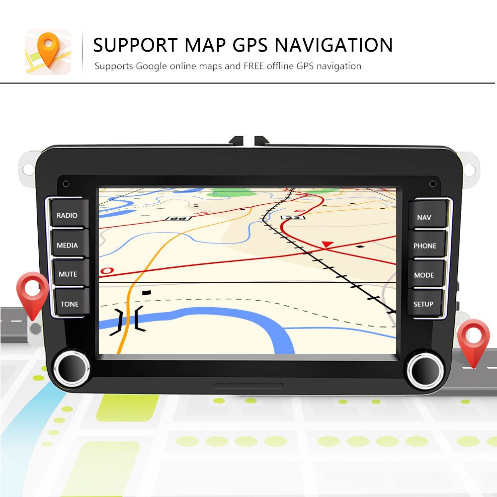 (EU/UK/RU Stock) Podofo Android 13 Car Stereo Radio 7'' Car MP5 Player GPS BT FM Radio Receiver 12LED Camera For VW Volkswagen