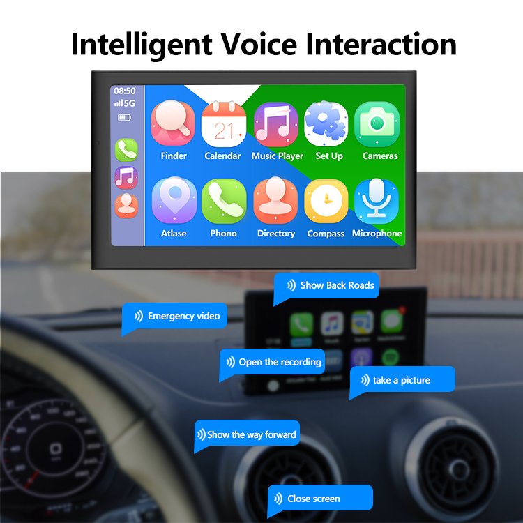 Car DVD Monitor GPS Navigator Multimedia Player with 4K Front Dashcam Carplay Android Auto wifi