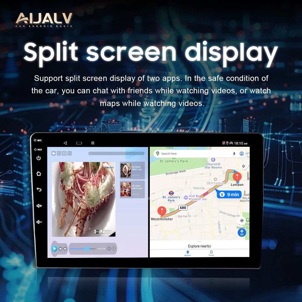 Universal 9 10 inch android player for toyota Honda vw nissan split screen display BT WiFi car dashboard auto electronics