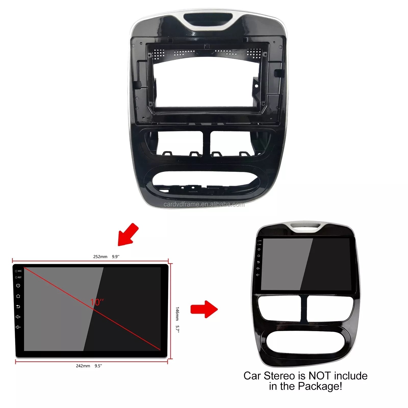 Aijia Supplier 10.1 Inch Panel 2 din AC For Renault Clio 2013-2018 Multimedia player Frame Dashboard Frame Auto Radio Fascia