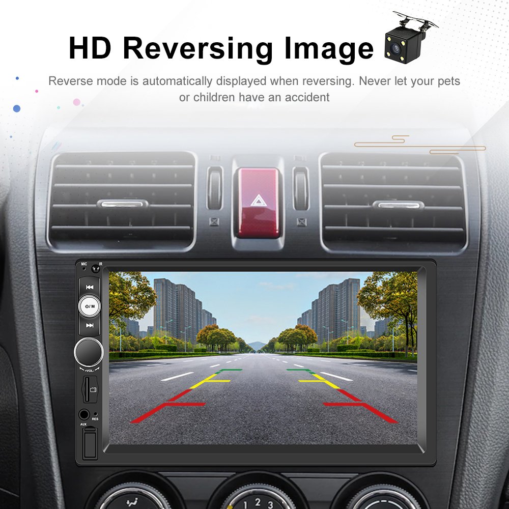 Podofo 2 Din 7'' MP5 Car Radio Carplay & Android Auto Touch Screen 7515B BT FM Receiver TF USB AUX with External Microphone