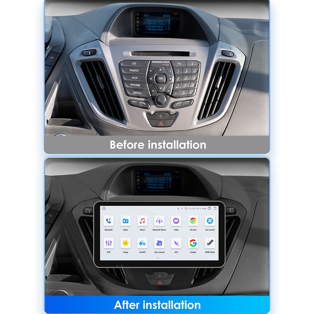 10 Inch Wifi+4G OLED Android 12 car dvd Player for For Ford Transit Tourneo with radio CarPlay Android Auto car stereo with GPS