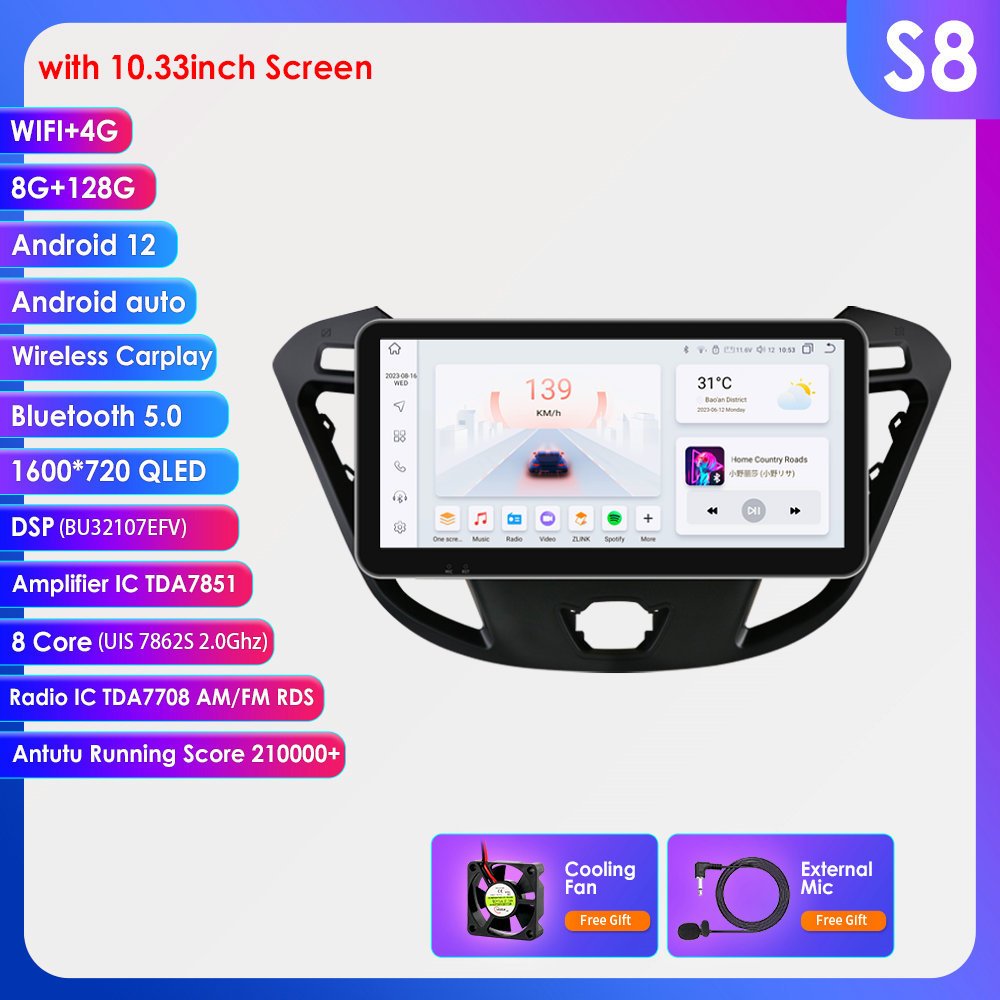 10 Inch Wifi+4G OLED Android 12 car dvd Player for For Ford Transit Tourneo with radio CarPlay Android Auto car stereo with GPS