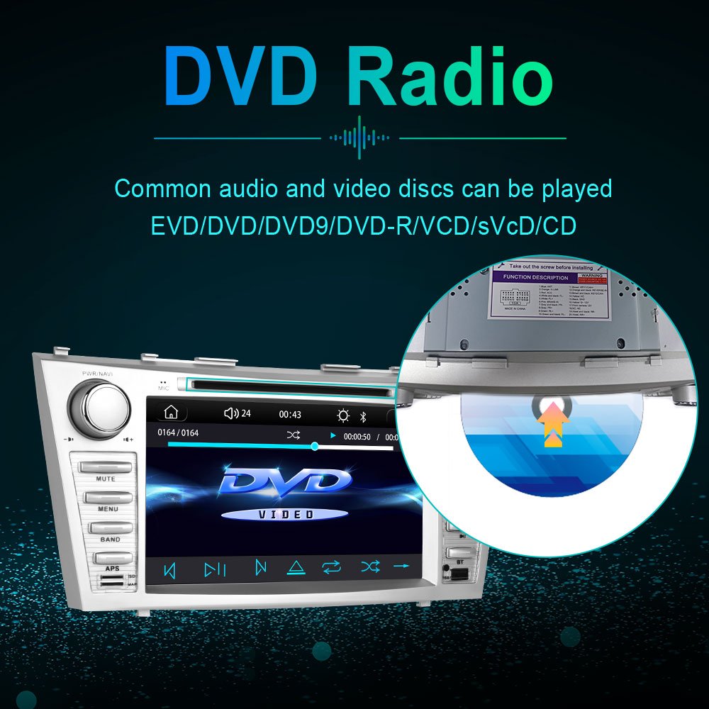 Podofo 8'' Car DVD Player Carplay Android Auto BT DVD RDS Car Radios Car Mp5 Player Para Autos For Toyota Camry 2006-2011