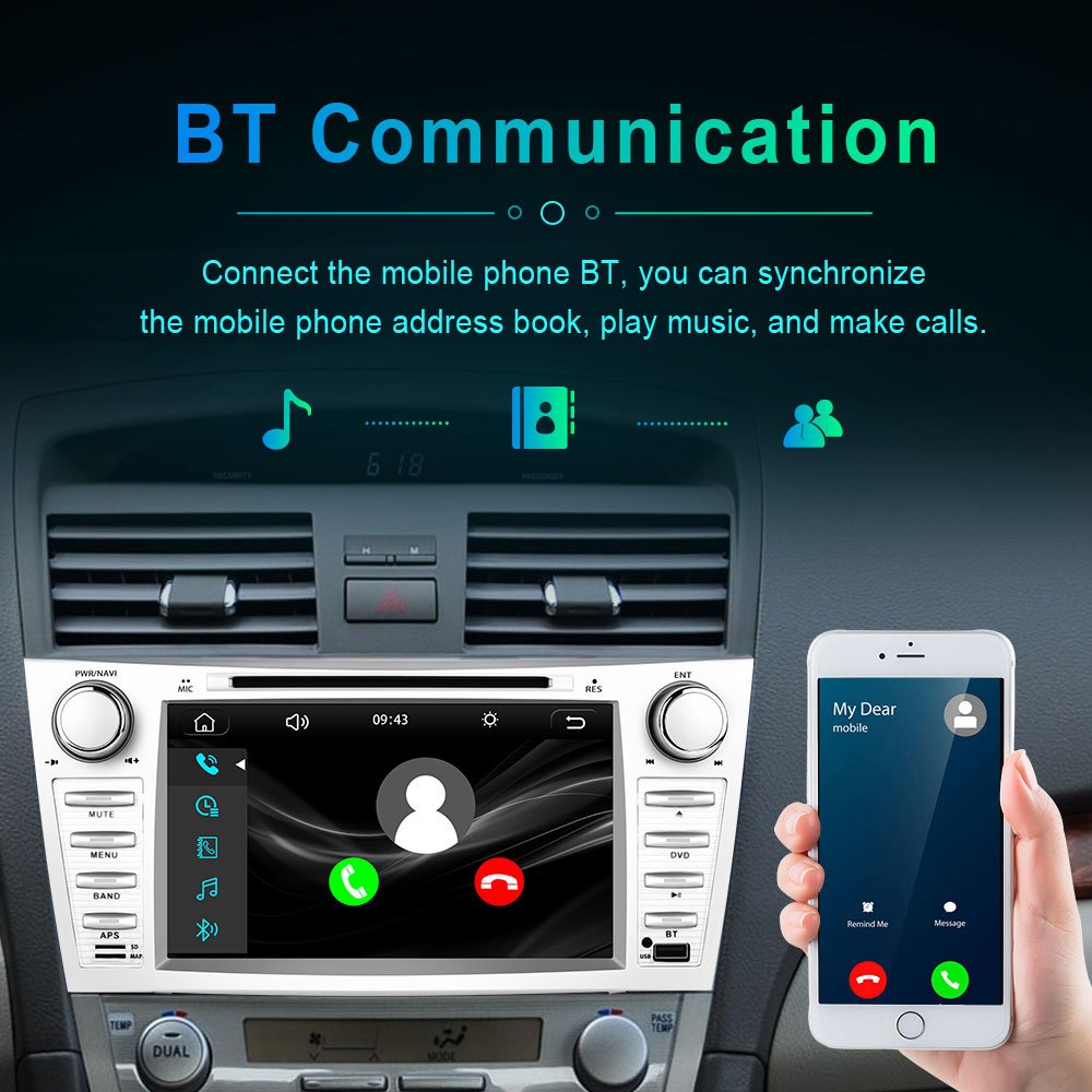 Podofo 8'' Car DVD Player Carplay Android Auto BT DVD RDS Car Radios Car Mp5 Player Para Autos For Toyota Camry 2006-2011