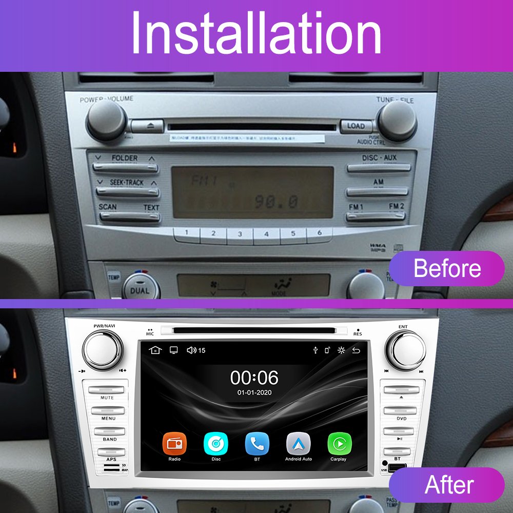 Podofo 8'' Car DVD Player Carplay Android Auto BT DVD RDS Car Radios Car Mp5 Player Para Autos For Toyota Camry 2006-2011