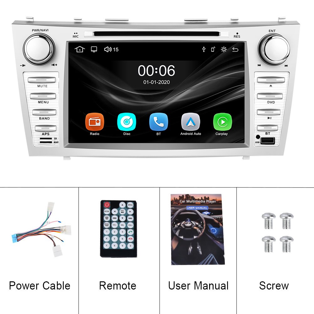 Podofo 8'' Car DVD Player Carplay Android Auto BT DVD RDS Car Radios Car Mp5 Player Para Autos For Toyota Camry 2006-2011