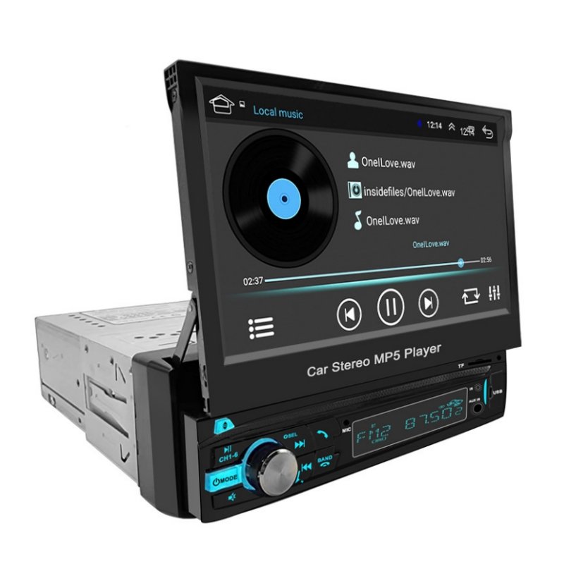 2024 New model auto electronics manual retractable 7 inch touch screen 1 din car stereo mp5 tv car dvd player