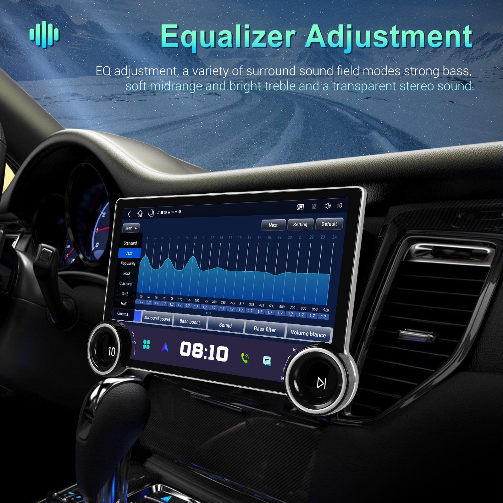 8 Core 4G 11.8" Universal Android Center Control 2k DIAMOND Double-knob 360 Camera Radio Stereo Car DVD Player GPS Navigation