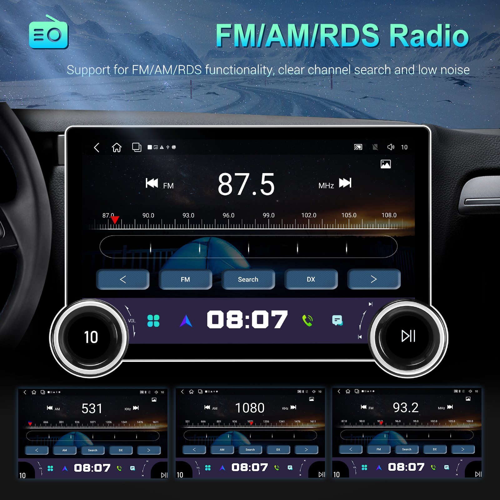 8 Core 4G 11.8" Universal Android Center Control 2k DIAMOND Double-knob 360 Camera Radio Stereo Car DVD Player GPS Navigation