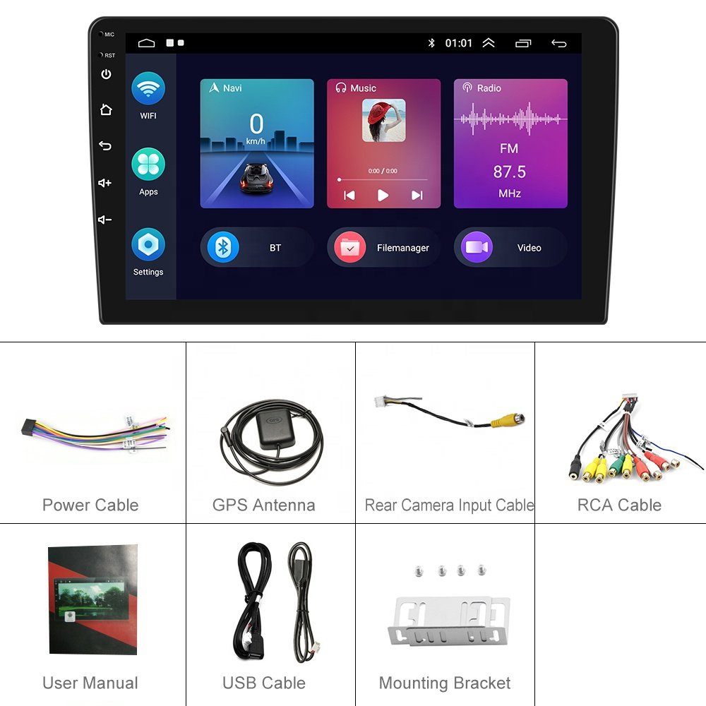 Podofo Double Din 10.1" Android Car Radio 1+32/2+64 Car Stereo CarPlay & Android Auto GPS WIFI Hifi EQ FM RDS BT