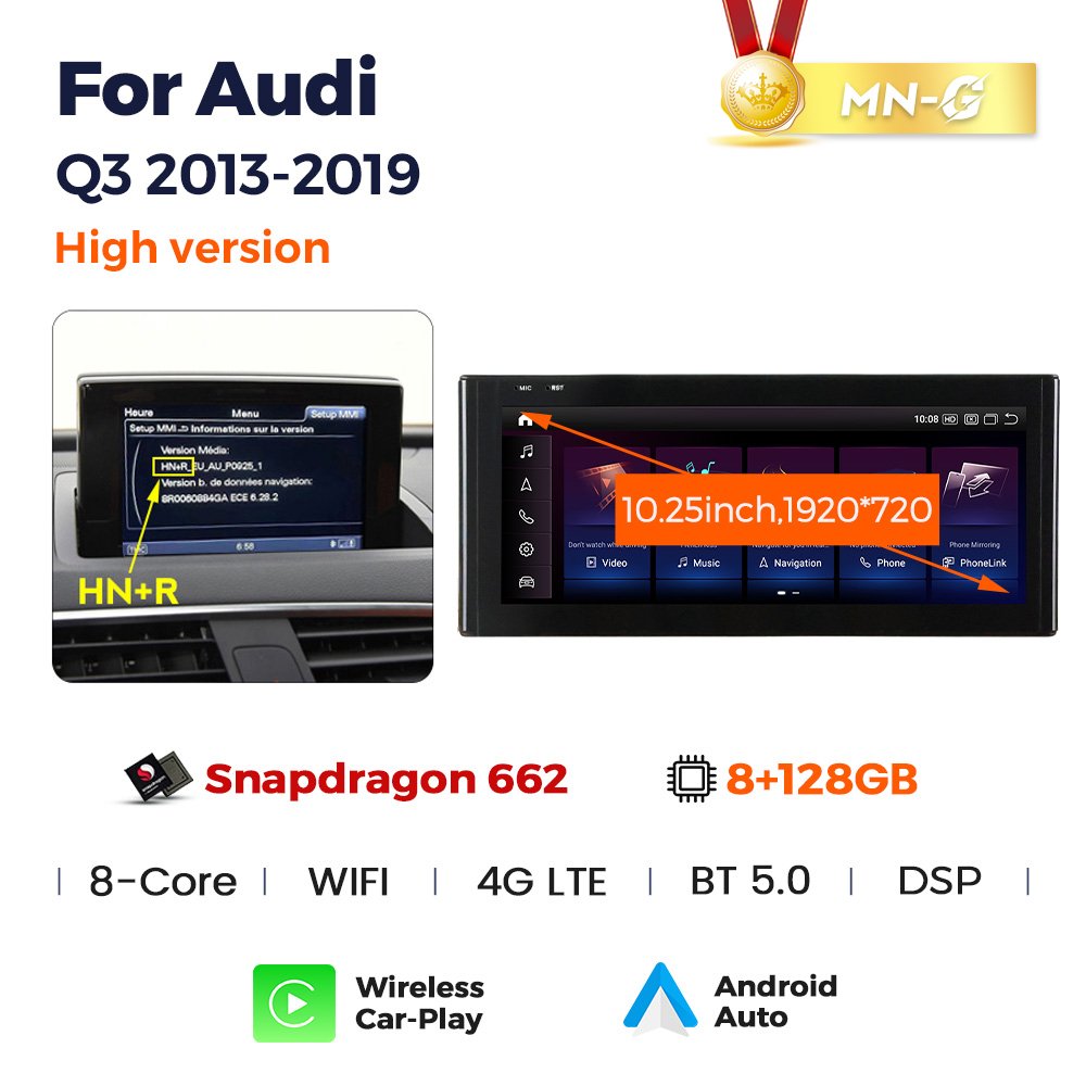 Navifly Newest Android Touch Screen car audio system for Audi Q3 2013-2019 Support Voice Control DVR Rear cam OBD TPMS