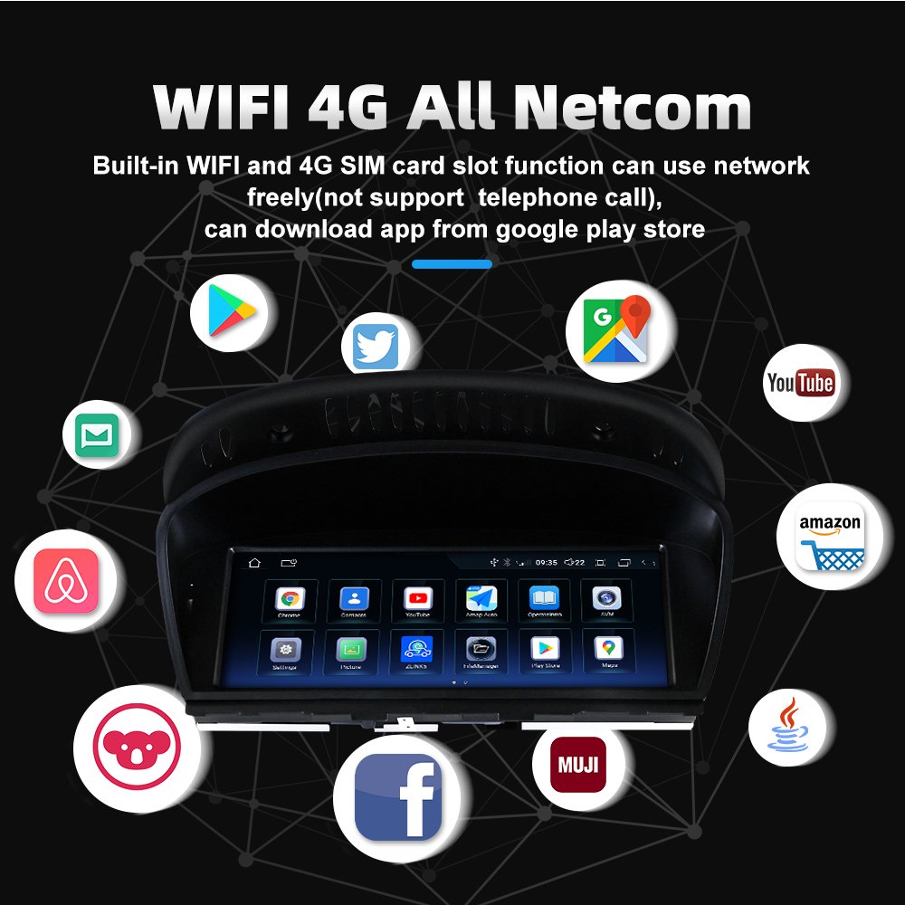 8.8 Inch Android System Screen Car Multimedia Carplay WIFI SIM Navigation For BMW E60 E90 E92