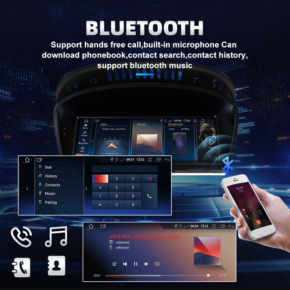 8.8 Inch Android System Screen Car Multimedia Carplay WIFI SIM Navigation For BMW E60 E90 E92