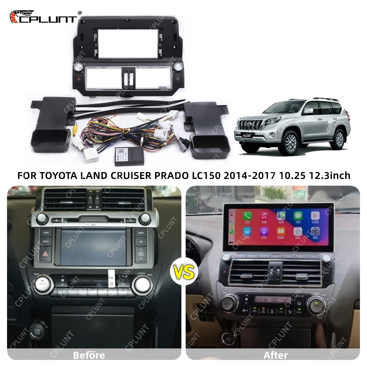 Car DVD Player Frame For TOYOTA LAND CRUISER PRADO 150 LC150 2014-2017 12.3inch Android radio Farme stereo