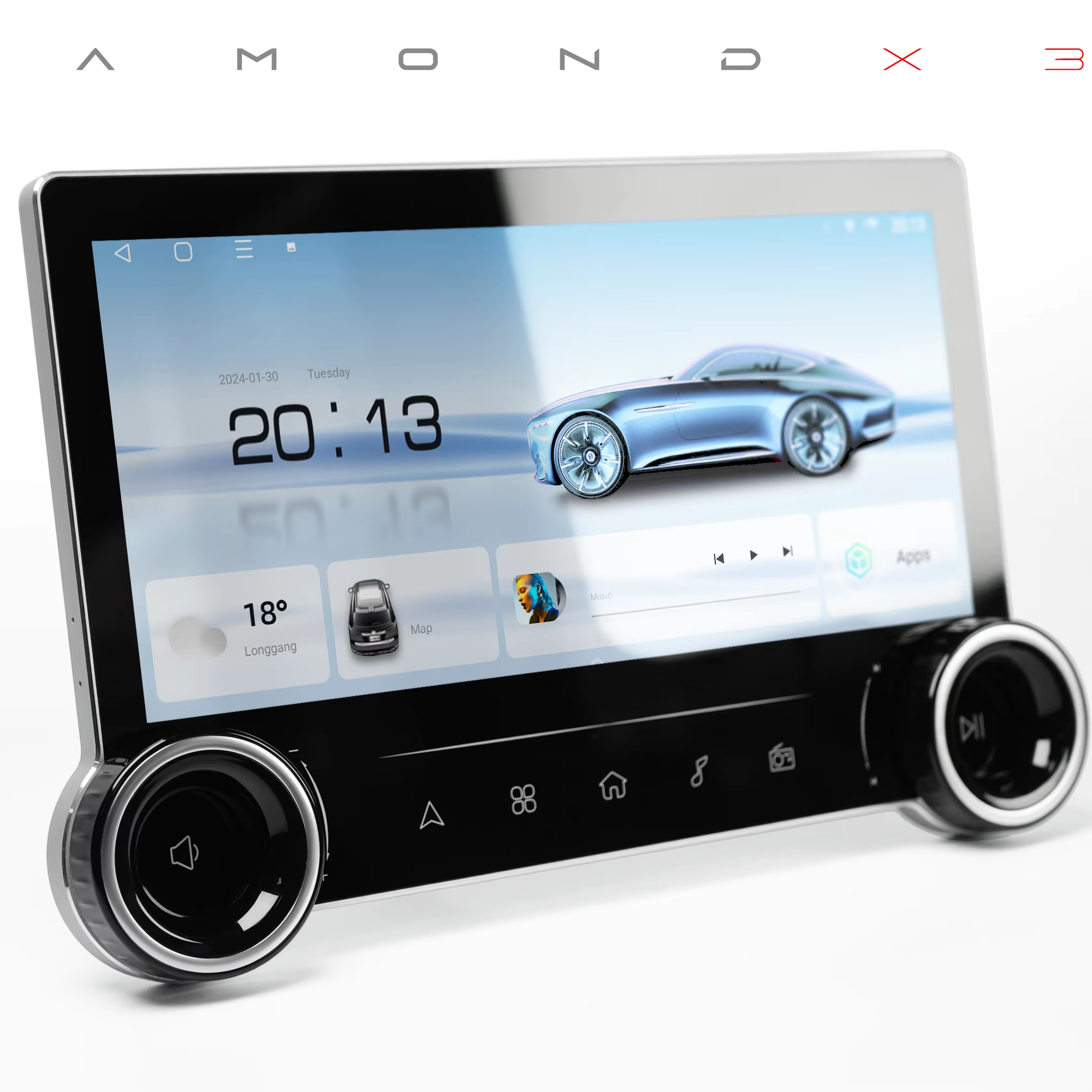 10.33 Inch Car Diamond Android Monitor with Reversing Aid System GPS Multimedia Carplay WiFi Head Unit with Fan for Toyota
