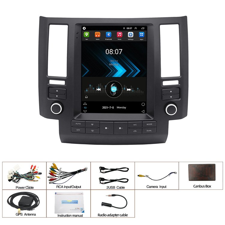 Android 11 Car Radio Carplay Touch Screen 2 Din 9.7 Inch Tesla Style Multimedia Car Dvd Player For Infiniti FX35 2002~2006
