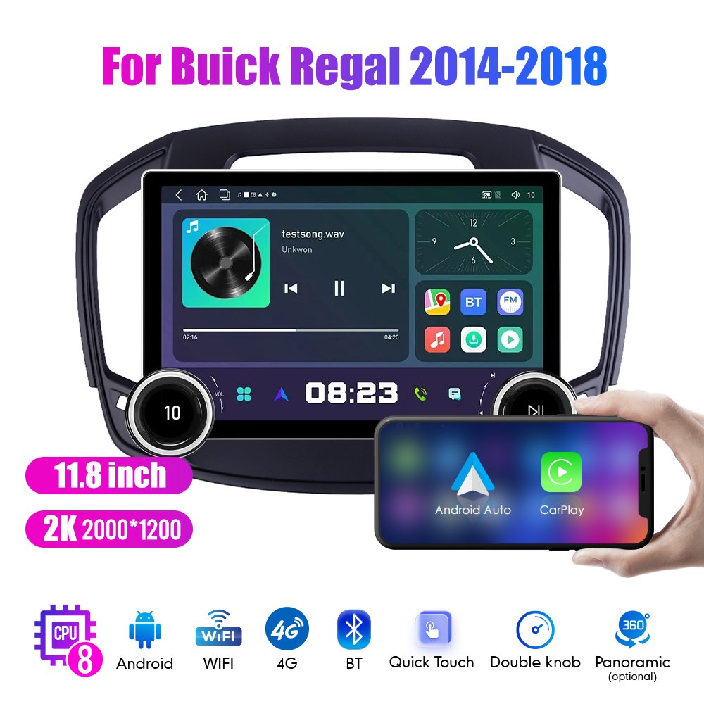 11.8Inch Car Radio For Buick Regal 2014-2018 DIAMOND 2K QLED Screen 2Din Android Car Stereo Car DVD Player Carplay DSP