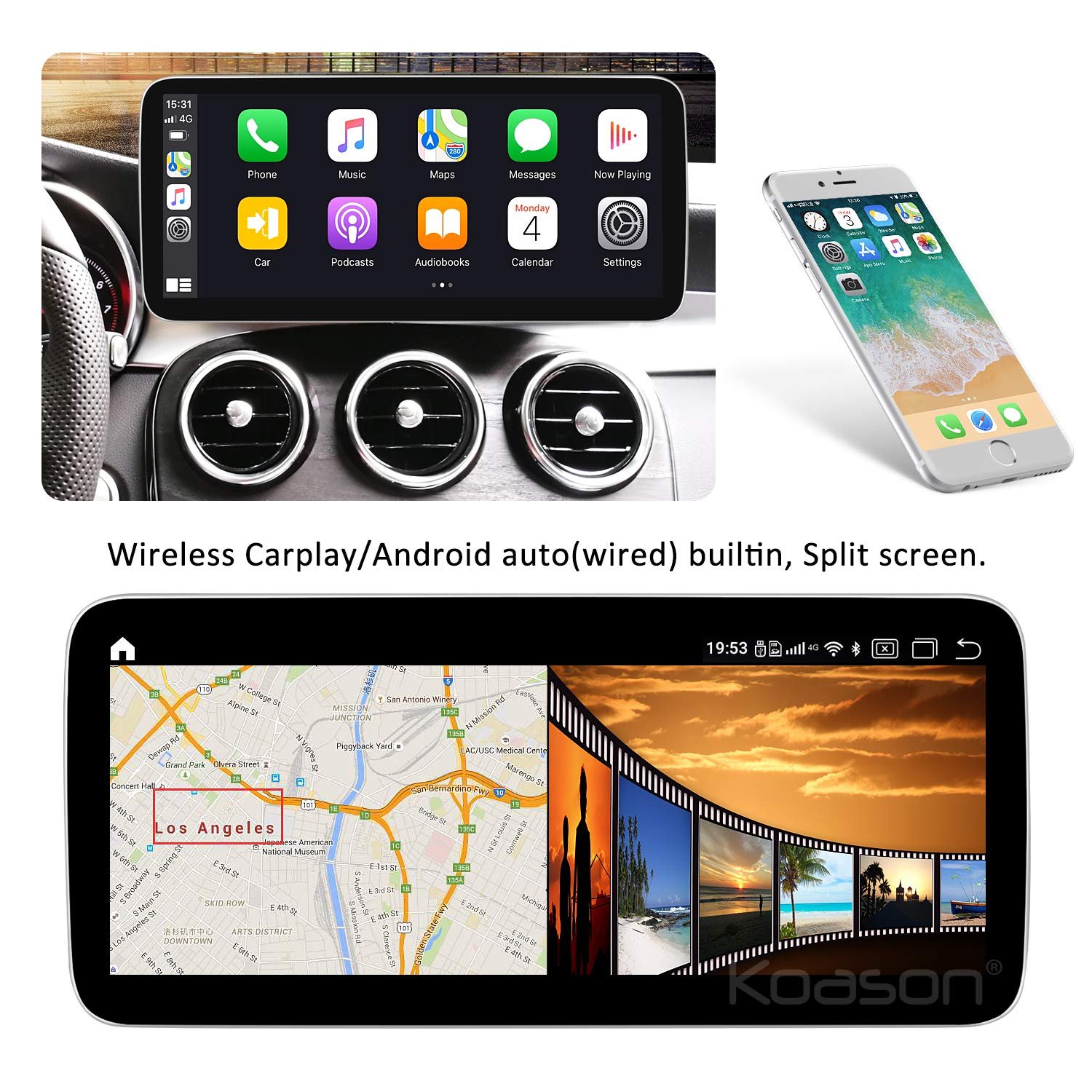 DVD Player IPS Touch Screen Car GPS Car Radio Apple HD Display Carnavi Multimedia for Mercedes W246 2011-2018 12.3 Inch 8 Core