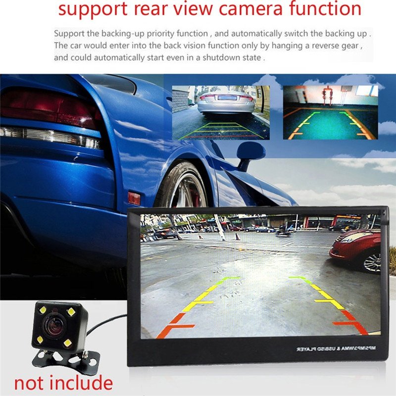 (EU Stock) Podofo Autoradio 1 Din Radio Car 7" HD Retractable Touch Screen BT SD FM USB Car MP5 Player + 12LED Rear View Cam