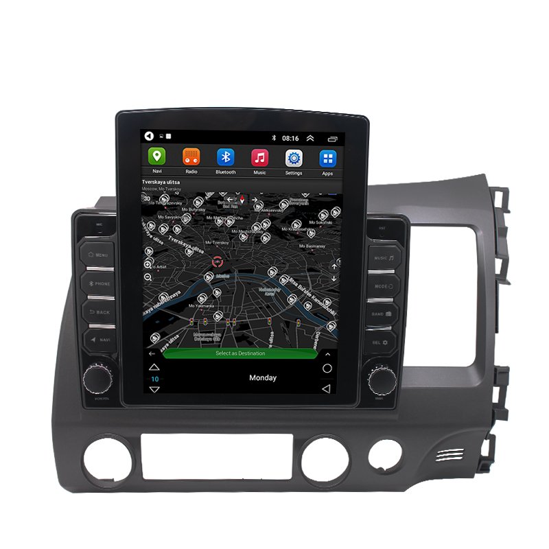 9.7 inch vertical touch screen android car radio gps for Honda Civic 2005 2006-2012 car DVD Player stereo carplay 4G tesla style