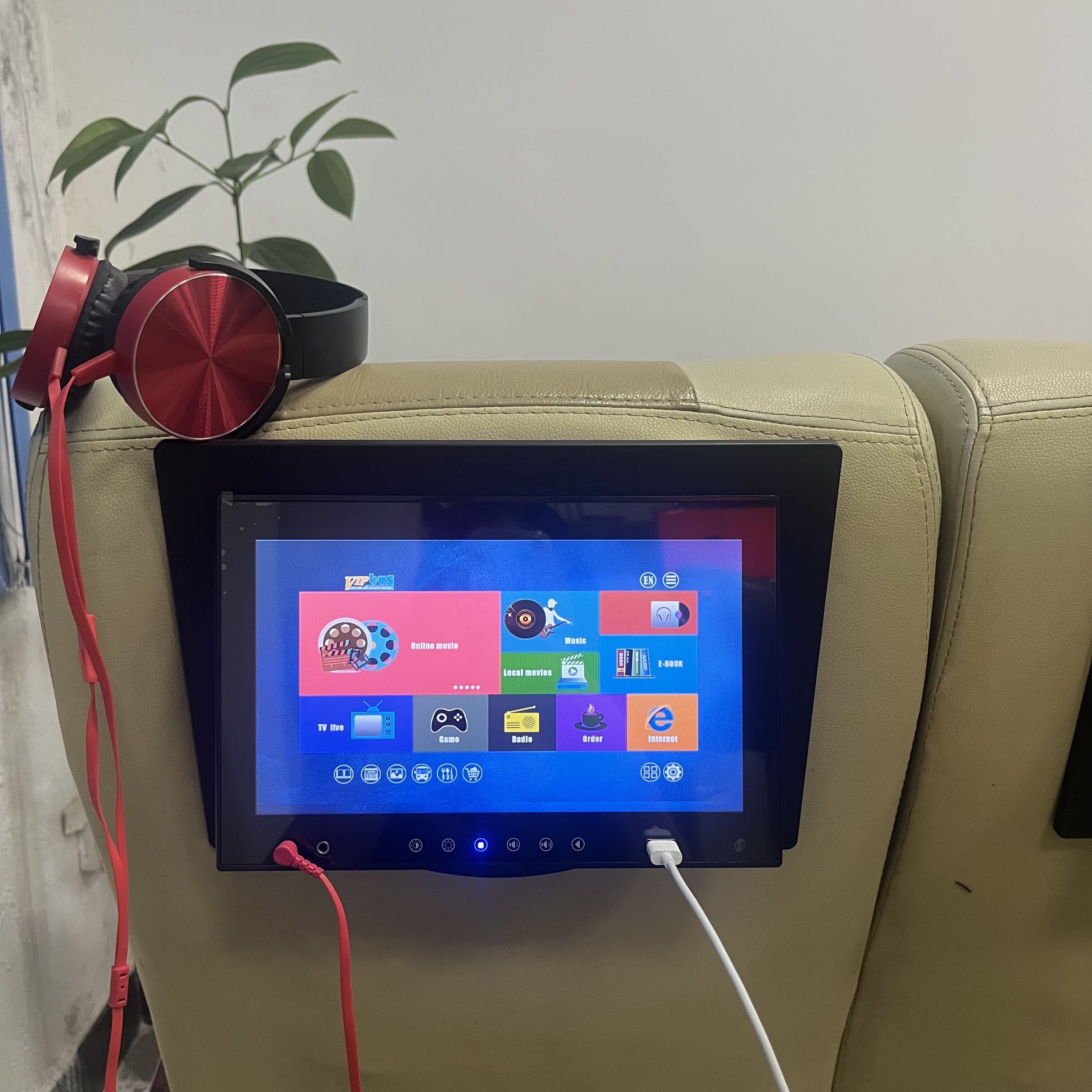 7'' Bus seat monitor multimedia tablet supports multi-language car dvd player